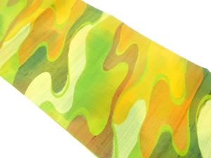 手織り節紬　霞模様織り出し　名古屋帯